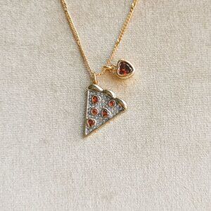 Kate Spade Pizza My Heart Gold Multicolor Pendant Necklace New